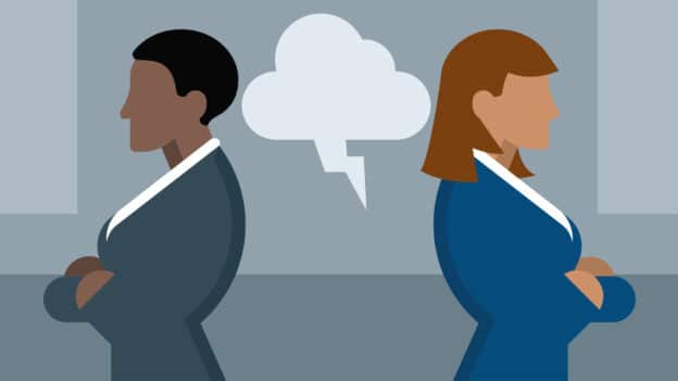 schéma illustrant le travail de la médiation sur la relation dans une situation de conflit
